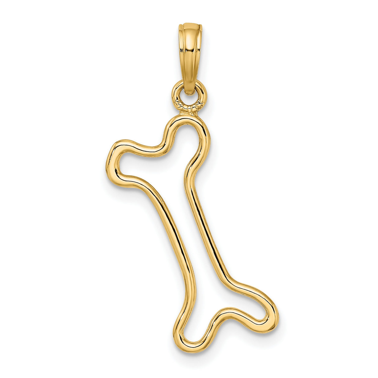 10k Yellow Gold Dog Bone Pendant, Open Outline Design, Pet Memorial Jewelry for Women or Unisex