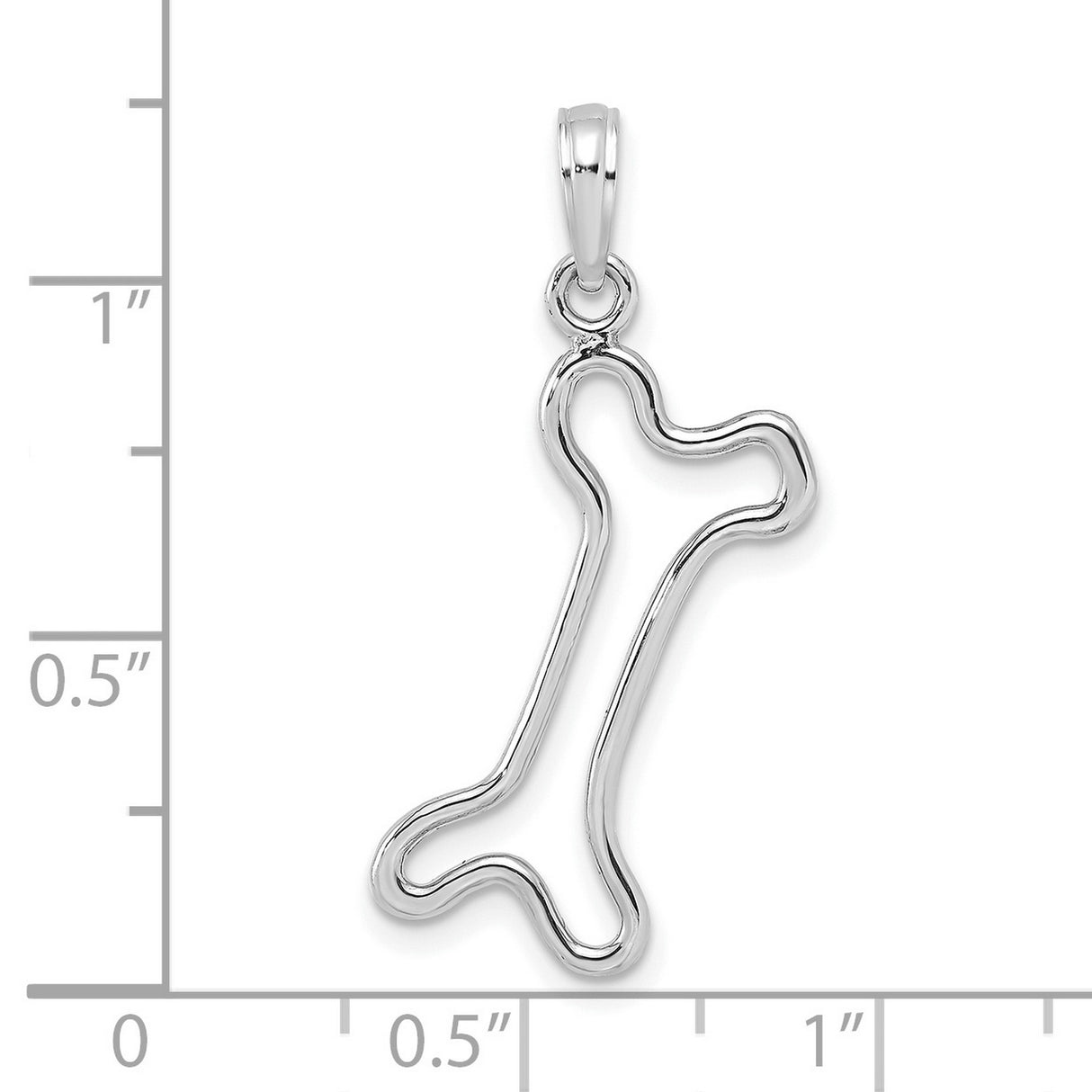 10k White Gold Dog Bone Outline Pendant, Minimalist Animal Charm for Pet Lovers
