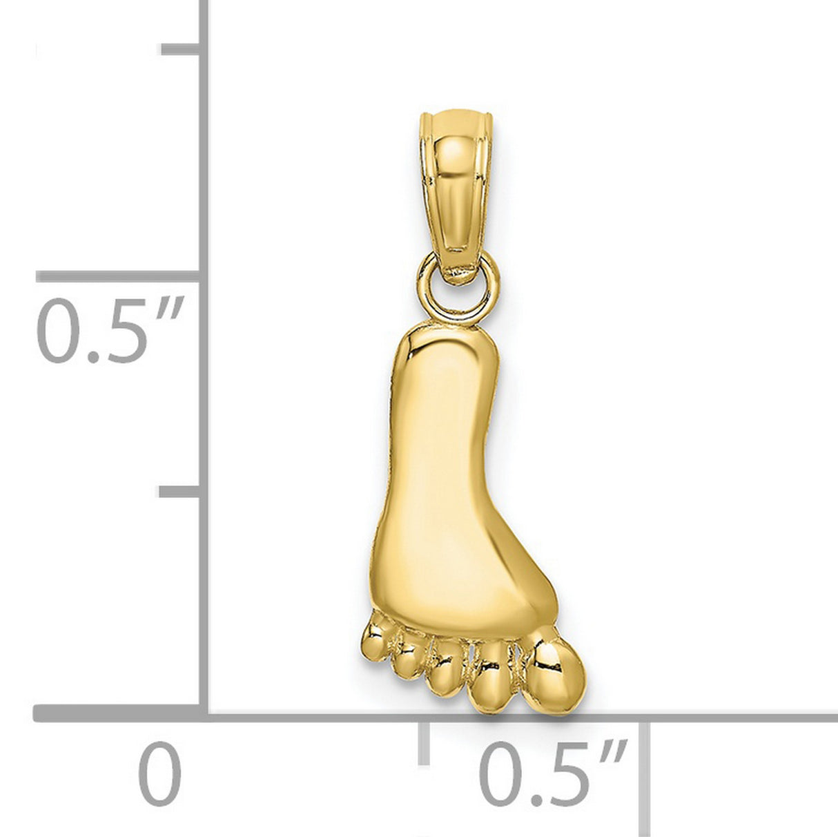 10k Yellow Gold Baby Footprint Pendant, Polished Foot Charm Symbolizing Motherhood
