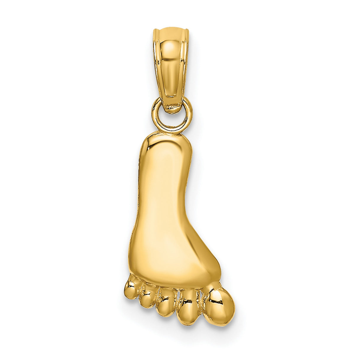 10k Yellow Gold Baby Footprint Pendant, Polished Foot Charm Symbolizing Motherhood