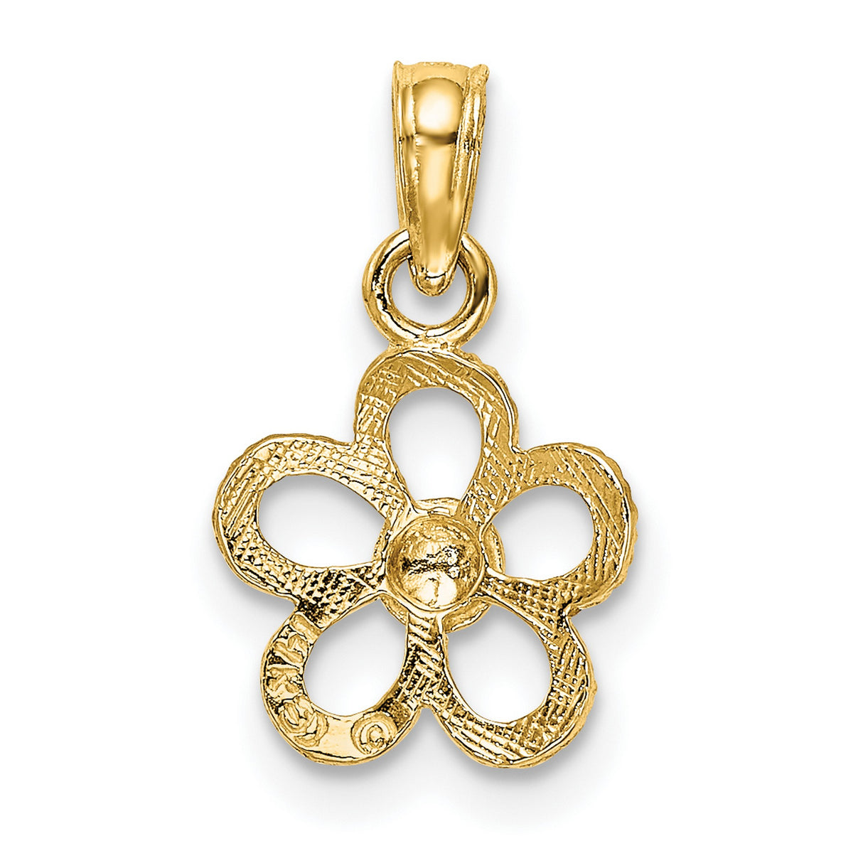 10k Yellow Gold Daisy Pendant with Open Petal Floral Design, Textured Flower Charm