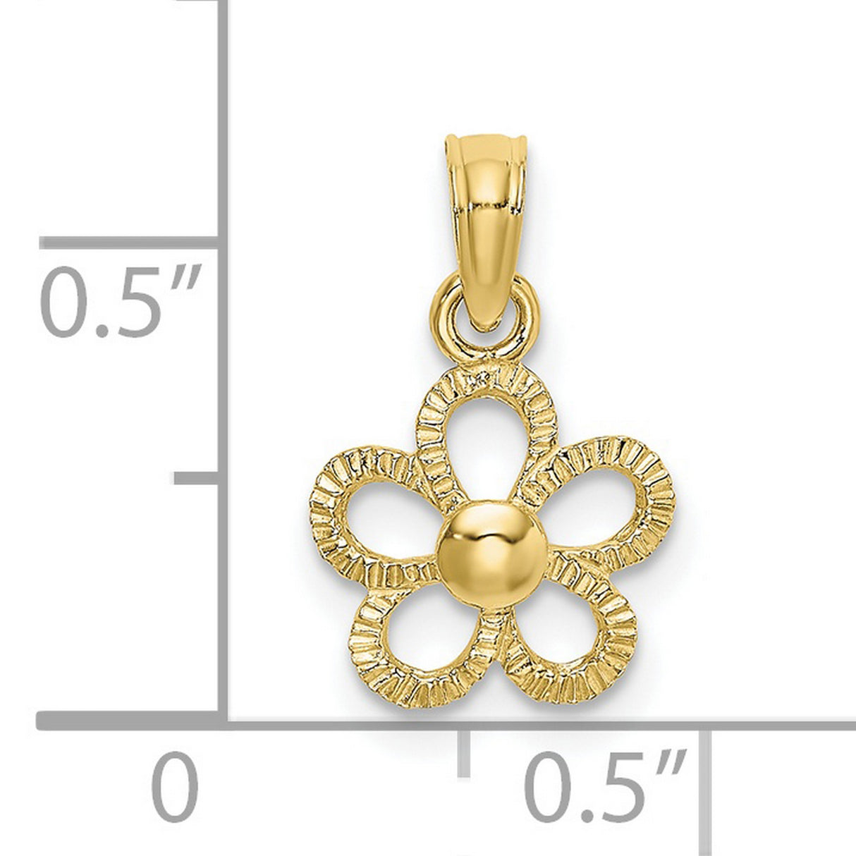 10k Yellow Gold Daisy Pendant with Open Petal Floral Design, Textured Flower Charm