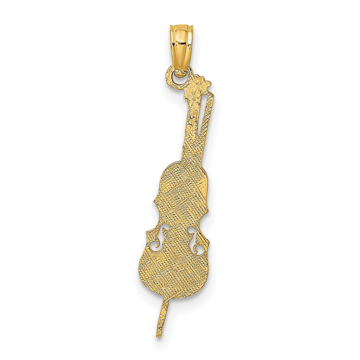 10k Yellow Gold Violin Pendant, Musical Instrument Charm for Musicians or Unisex Wear