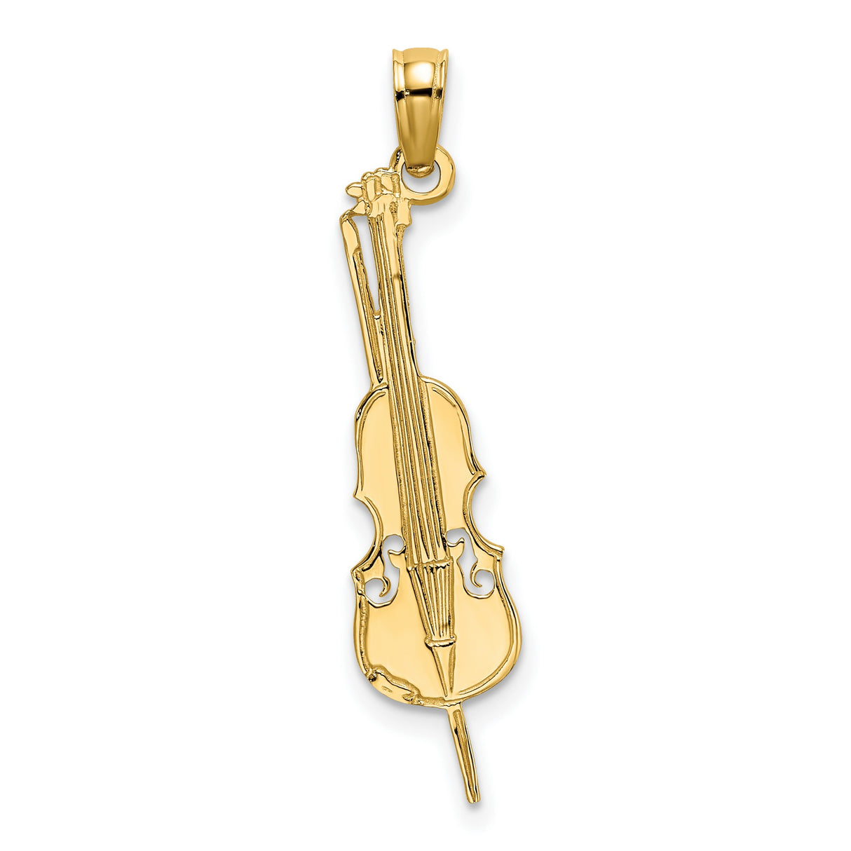 10k Yellow Gold Violin Pendant, Musical Instrument Charm for Musicians or Unisex Wear