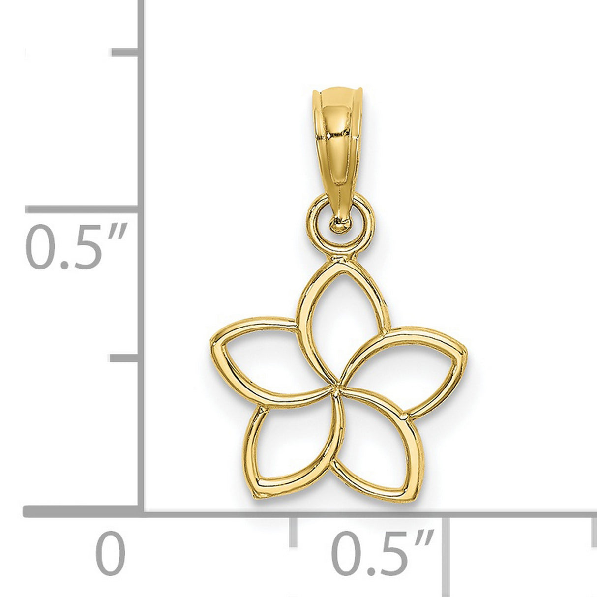 10k Yellow Gold Flower Pendant with Open Petal Design, Dainty Minimalist Charm for Women