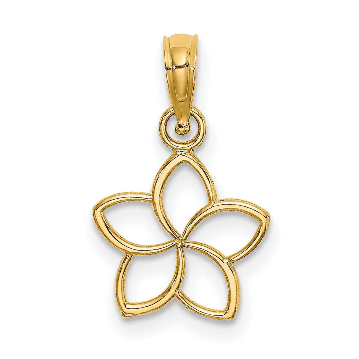 10k Yellow Gold Flower Pendant with Open Petal Design, Dainty Minimalist Charm for Women