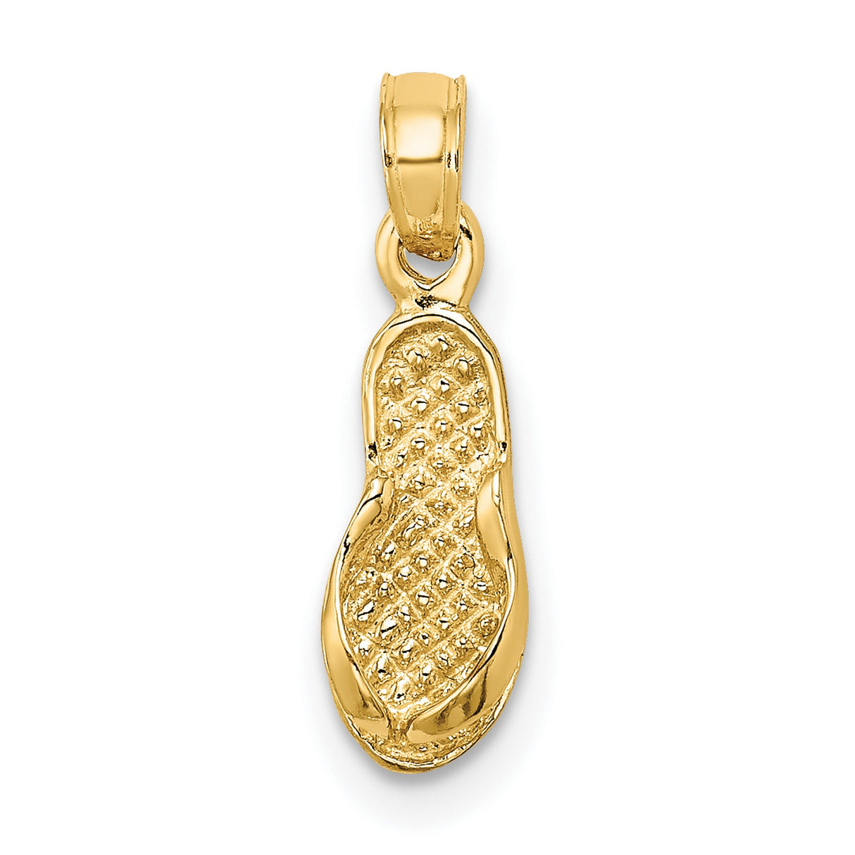 10k Yellow Gold Flip-Flop Pendant, Beach Sandal Charm, Summer Tropical Theme for Women or Unisex