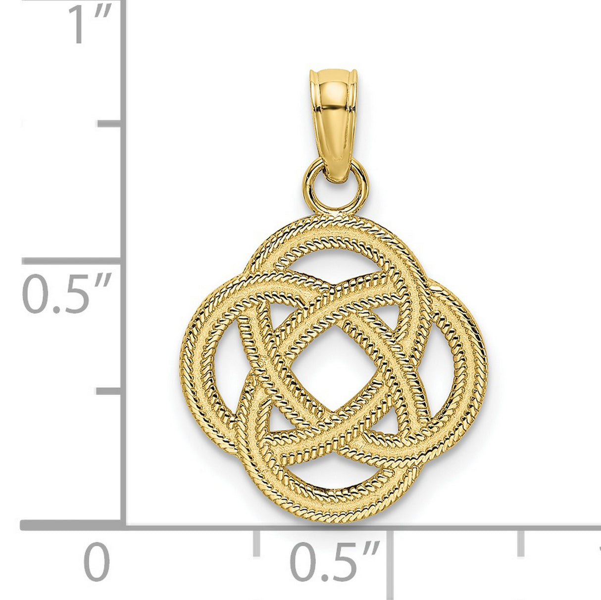 10k Yellow Gold Celtic Knot Pendant with Rope Texture and Circle Design