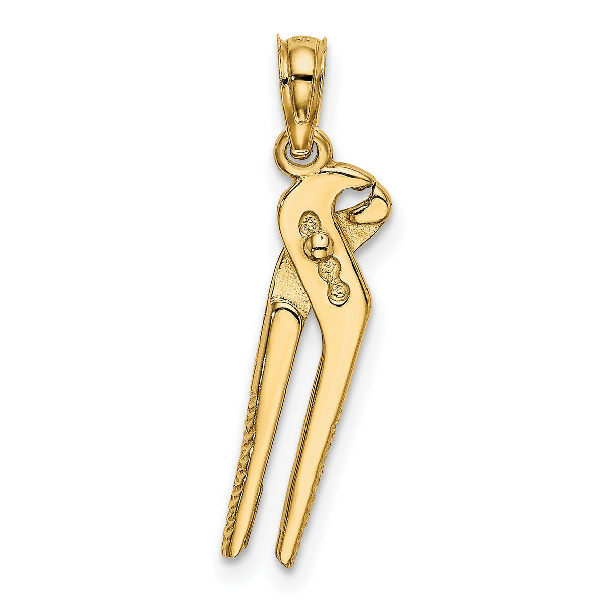 10k Yellow Gold Pliers Pendant, Realistic Tool Design for Men or Unisex Wear