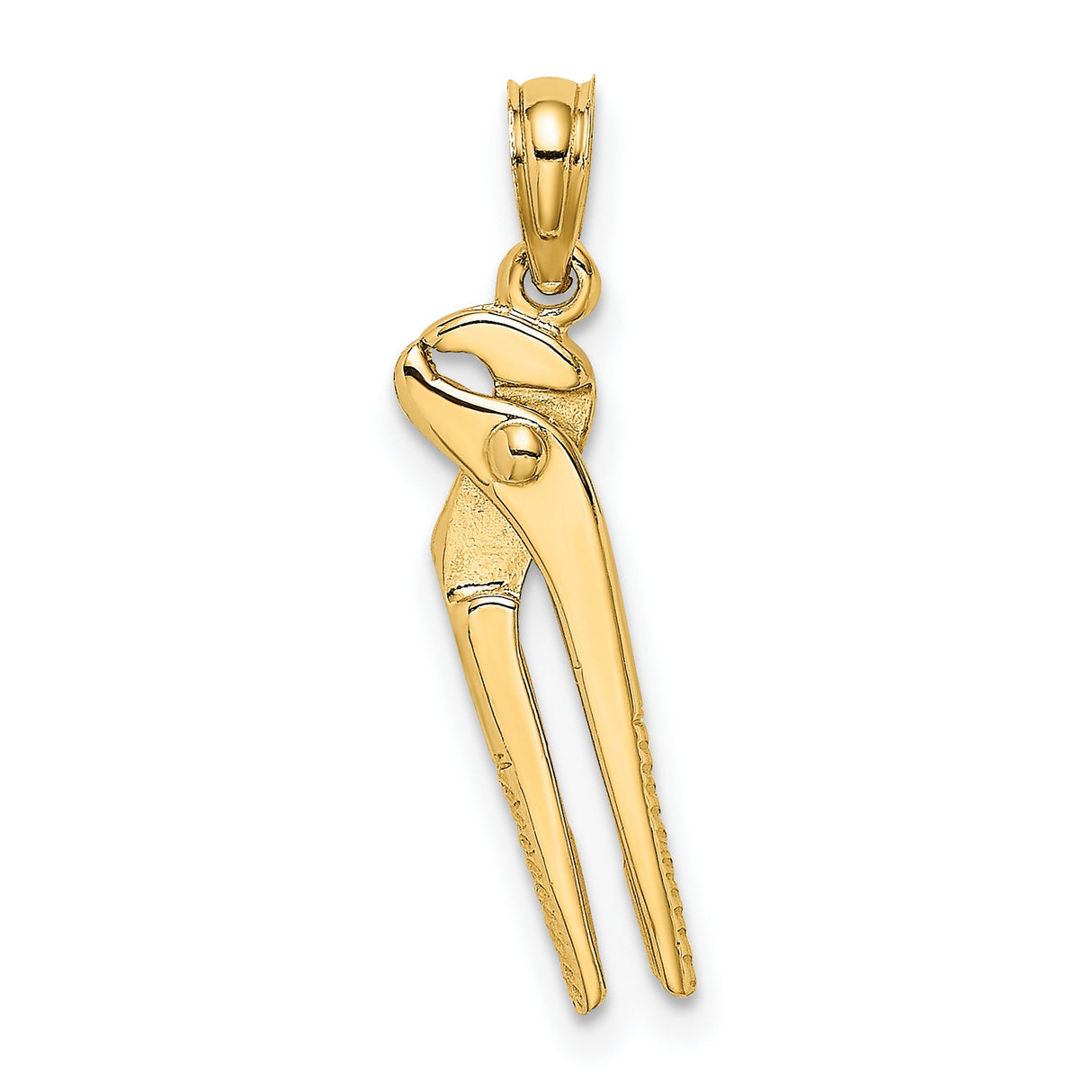 10k Yellow Gold Pliers Pendant, Realistic Tool Design for Men or Unisex Wear
