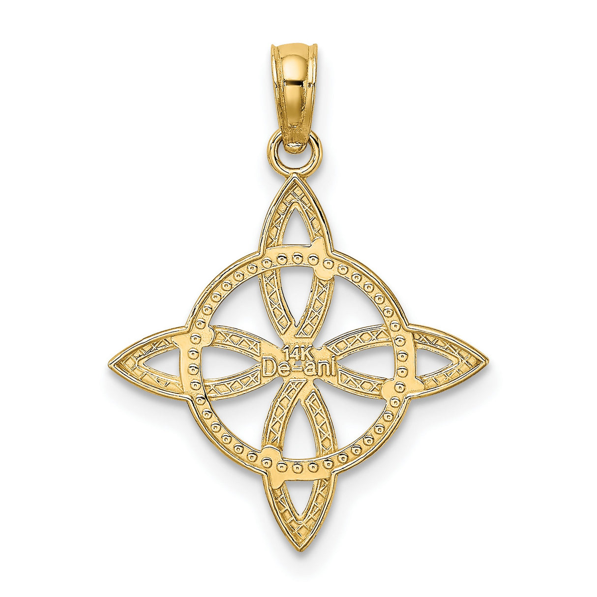 10k Yellow Gold Celtic Knot Pendant with Openwork and Textured Circular Border for Women