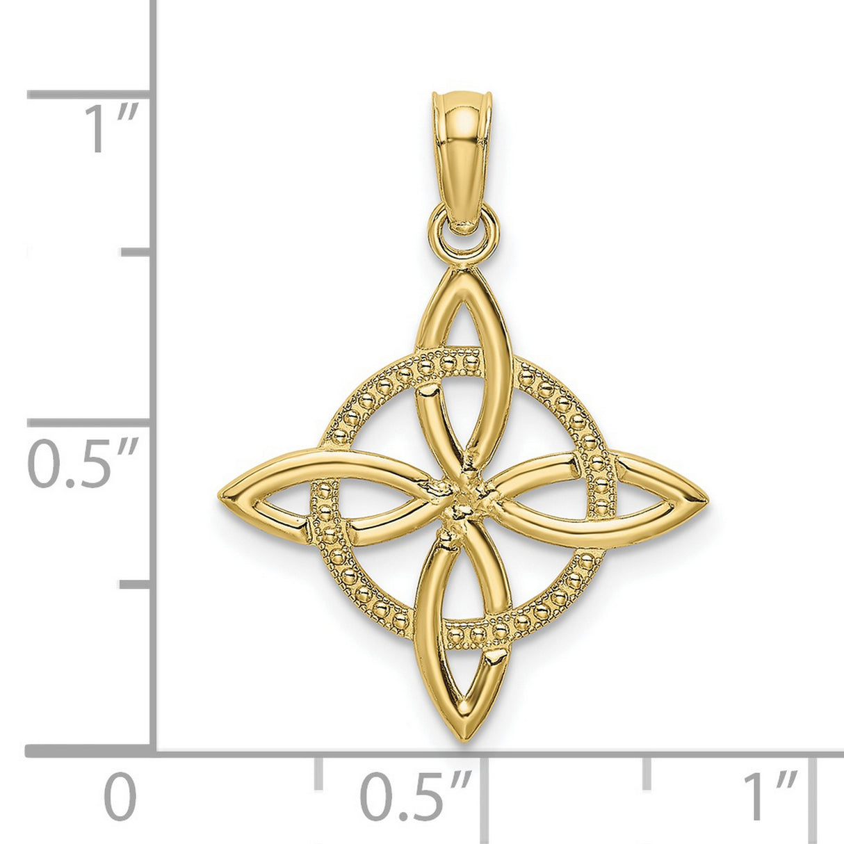 10k Yellow Gold Celtic Knot Pendant with Openwork and Textured Circular Border for Women