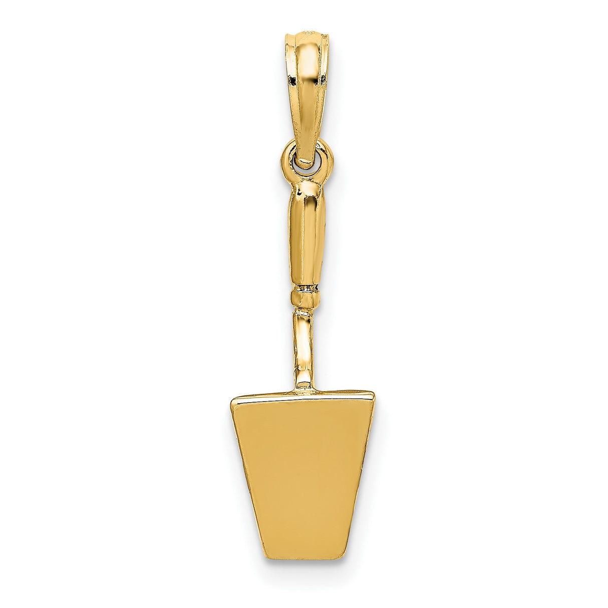 10k Yellow Gold Shovel Pendant, Detailed Spade Charm, Symbolic Tool Jewelry for Men or Unisex