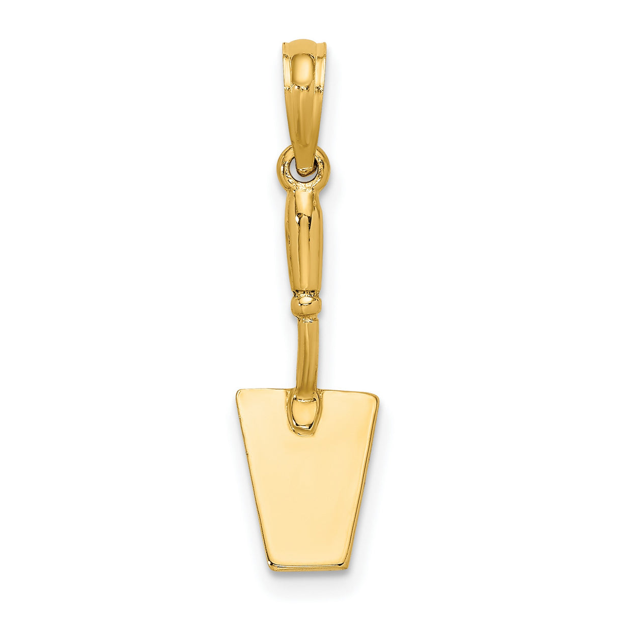 10k Yellow Gold Shovel Pendant, Detailed Spade Charm, Symbolic Tool Jewelry for Men or Unisex