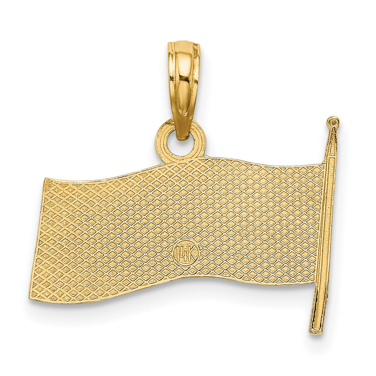 10k Yellow Gold American Flag Pendant, Patriotic Stars and Stripes Charm