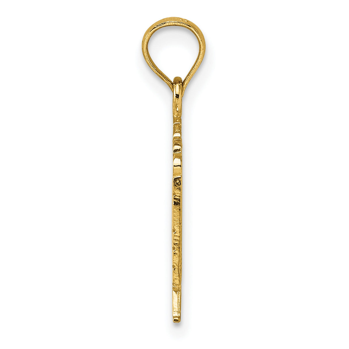 10k Yellow Gold Pendant with God Bless America and Waving U.S. Flag Design, Christian Patriotic Charm