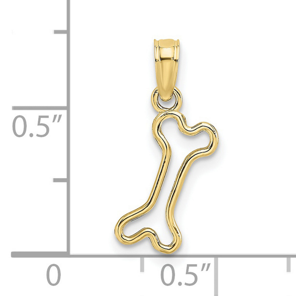 10k Yellow Gold Dog Bone Pendant, Open Outline Minimalist Pet Charm for Women or Unisex Wear