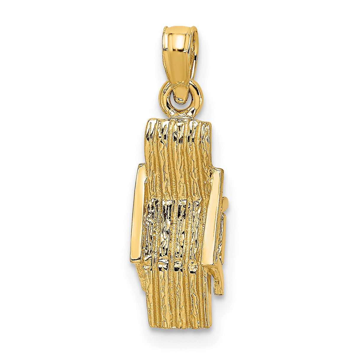 10k Yellow Gold Torah Scroll Pendant, Bark Texture Finish, Jewish Faith Symbol Jewelry