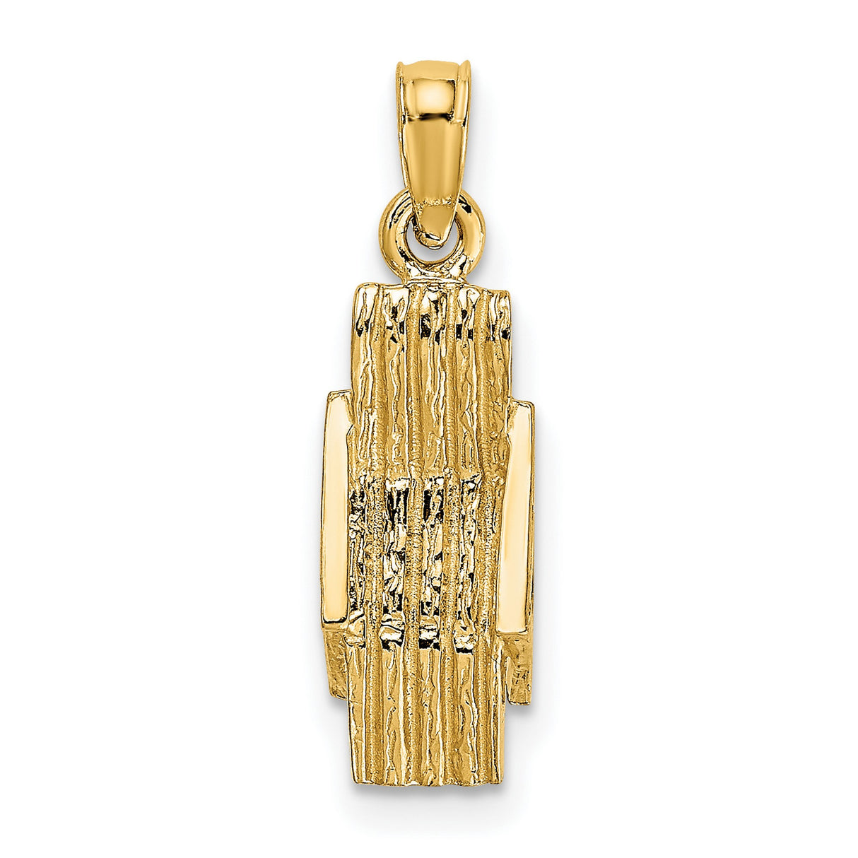 10k Yellow Gold Torah Scroll Pendant, Bark Texture Finish, Jewish Faith Symbol Jewelry