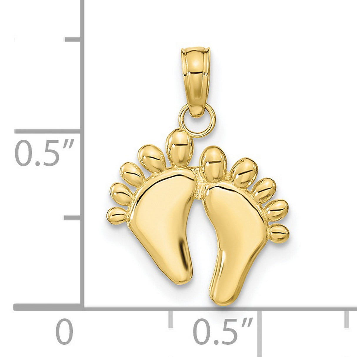 10k Yellow Gold Twin Baby Feet Pendant, Sentimental Motherhood and Family Charm for Women