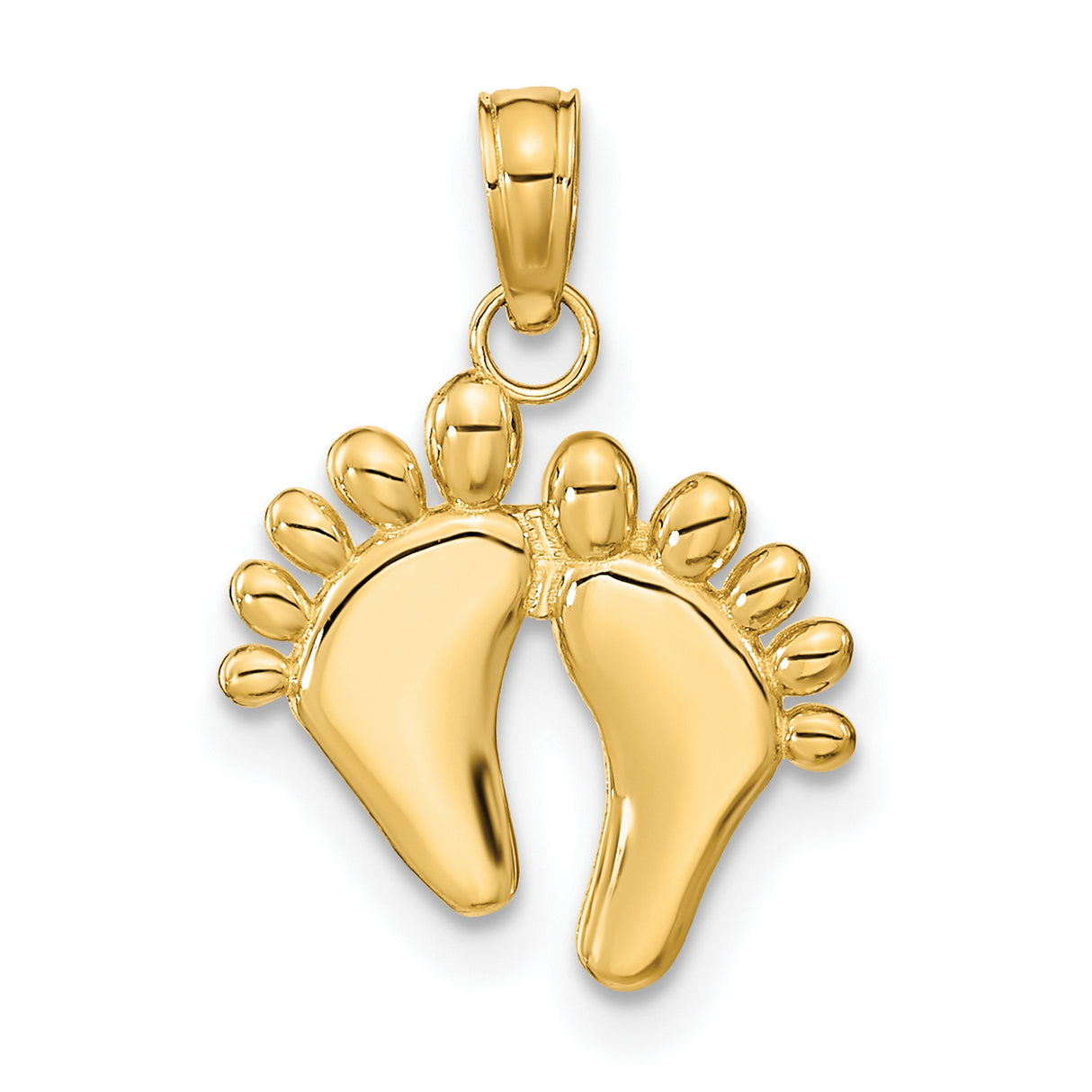 10k Yellow Gold Twin Baby Feet Pendant, Sentimental Motherhood and Family Charm for Women
