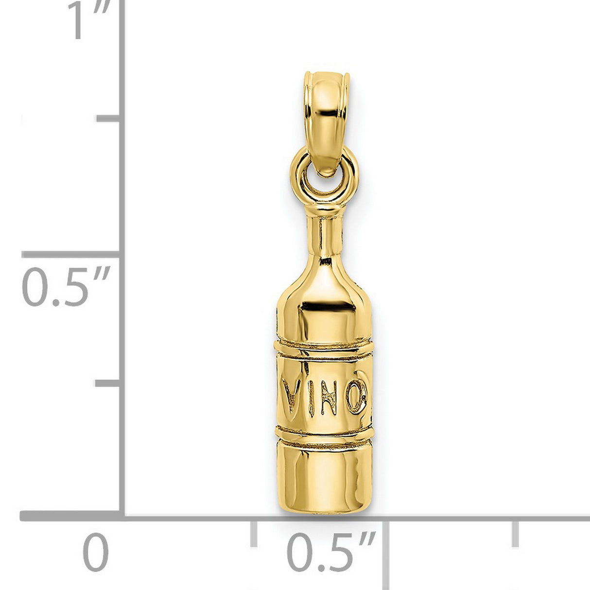 10k Yellow Gold Wine Bottle Pendant with VINO Engraving, Unisex Charm for Wine Lovers