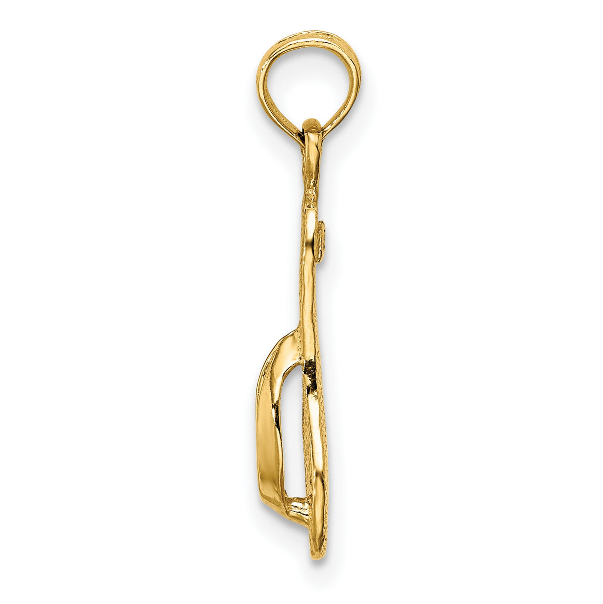 10k Yellow Gold Flip-Flop Pendant, Textured Sandal Charm, Beach Vacation Style Jewelry