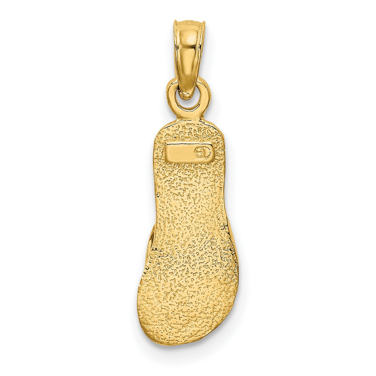 10k Yellow Gold Flip-Flop Pendant, Textured Sandal Charm, Beach Vacation Style Jewelry