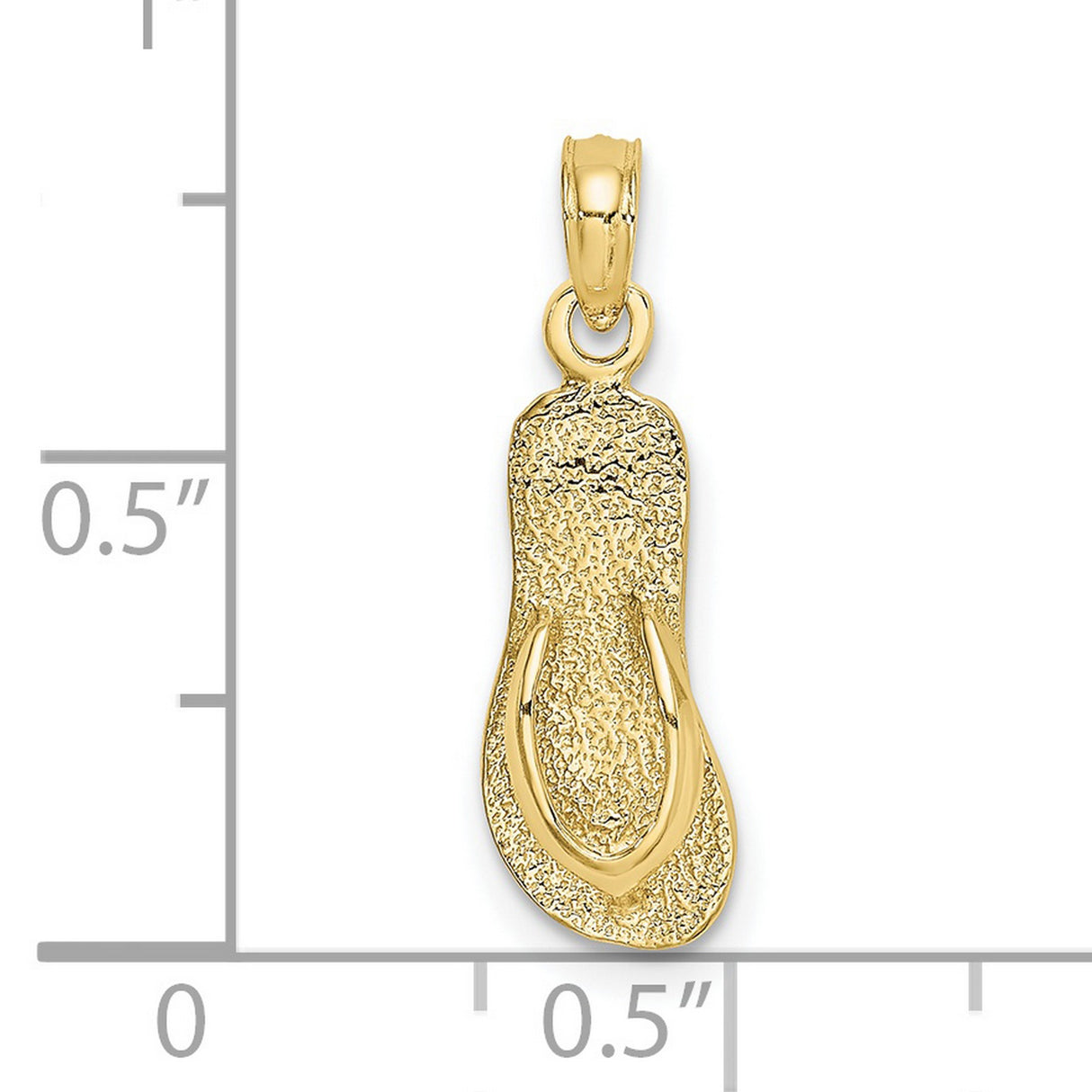 10k Yellow Gold Flip-Flop Pendant, Textured Sandal Charm, Beach Vacation Style Jewelry