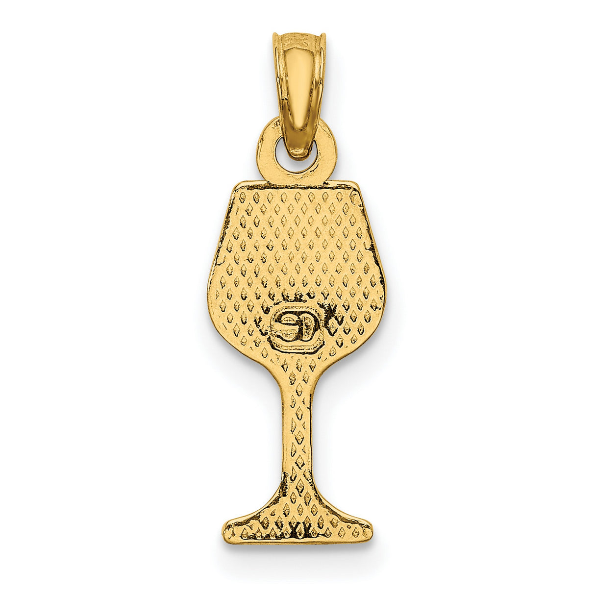 10k Yellow Gold Wine Glass Charm Pendant, Polished Goblet Design, Celebration Theme Jewelry