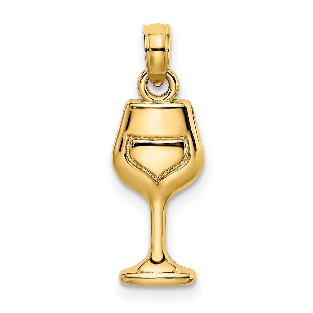 10k Yellow Gold Wine Glass Charm Pendant, Polished Goblet Design, Celebration Theme Jewelry