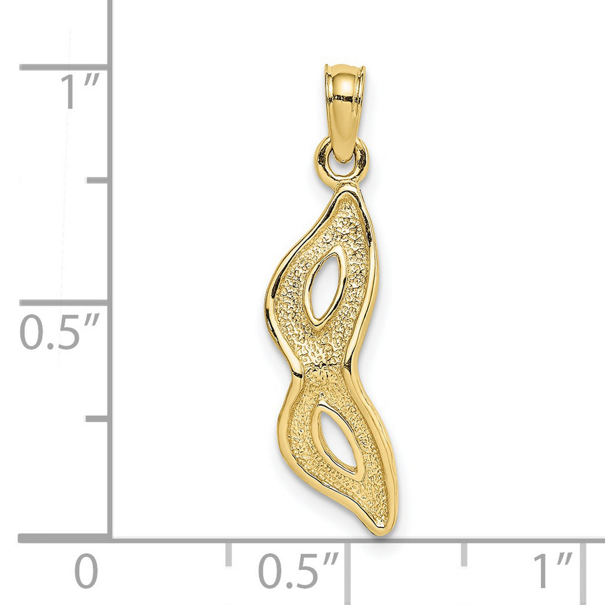 10k Yellow Gold Flame Pendant with Textured Finish and Double Eye Openwork Design