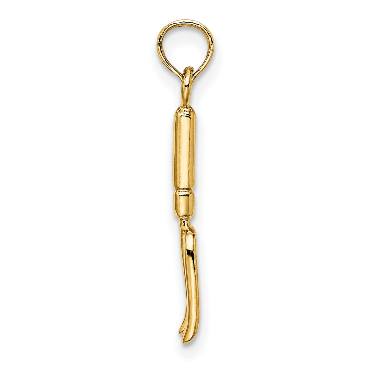 10k Yellow Gold Garden Fork Pendant, Rustic Pitchfork Farming Tool Charm