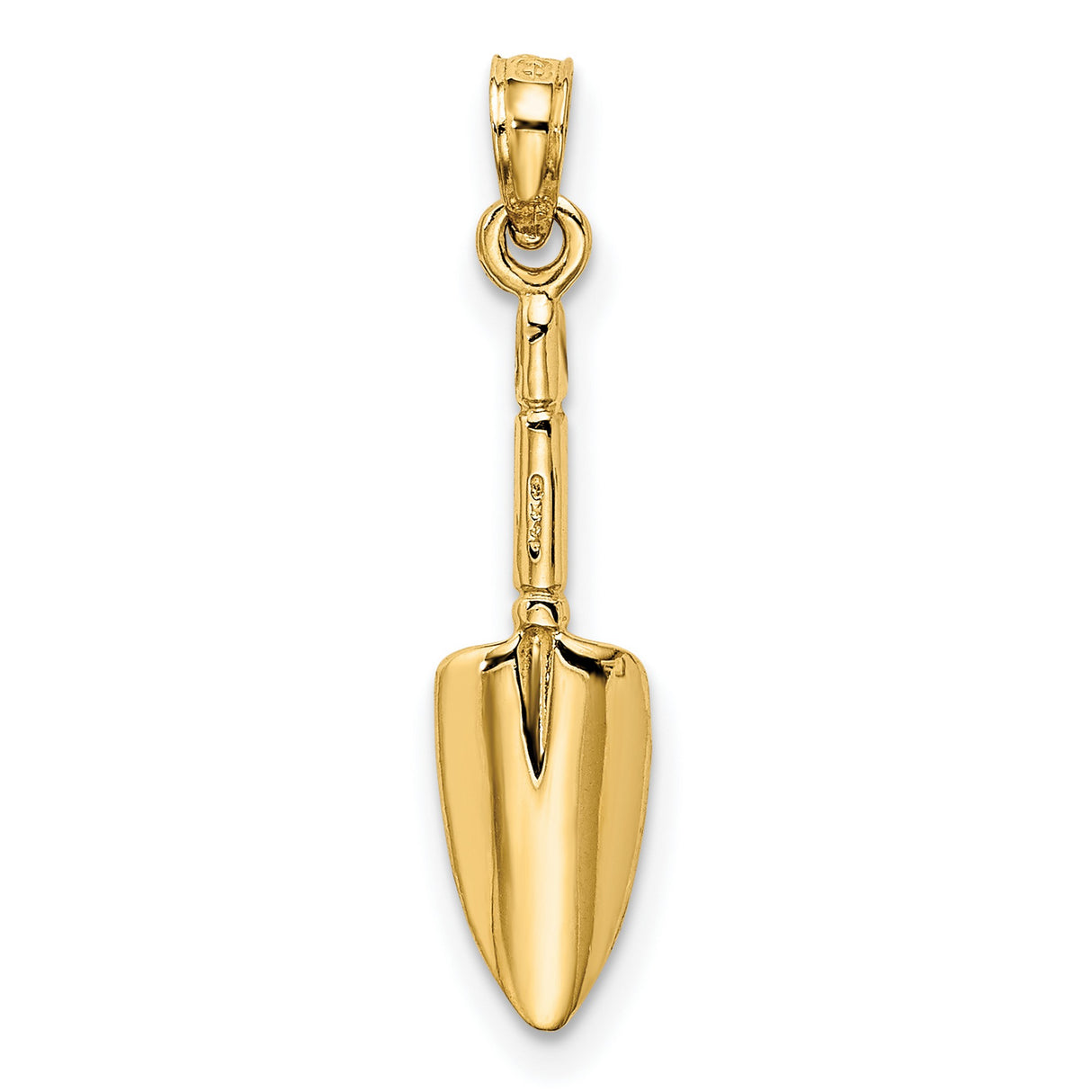 10k Yellow Gold Shovel Pendant, Trowel Shaped Charm Symbolizing Hard Work and Gardening