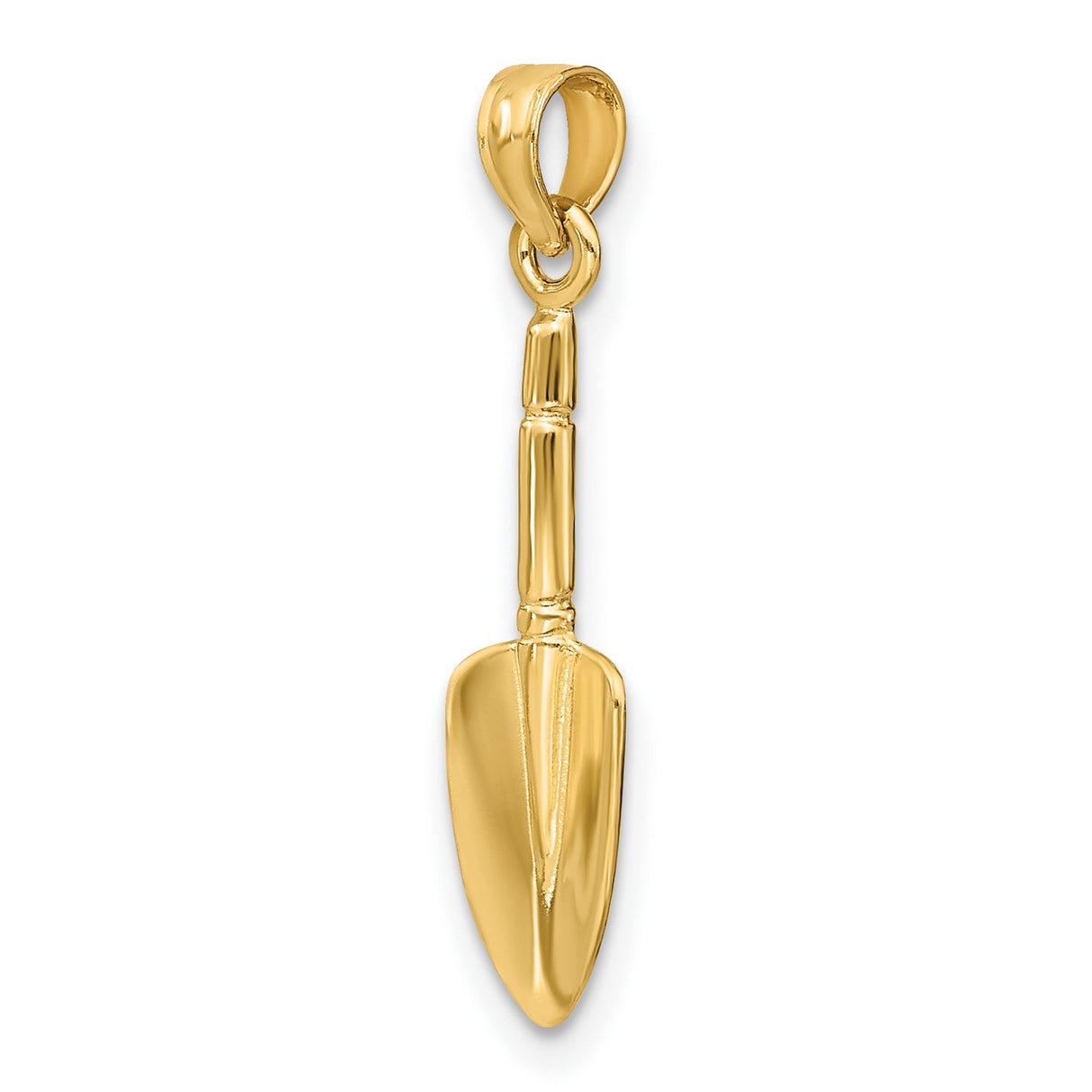 10k Yellow Gold Shovel Pendant, Trowel Shaped Charm Symbolizing Hard Work and Gardening