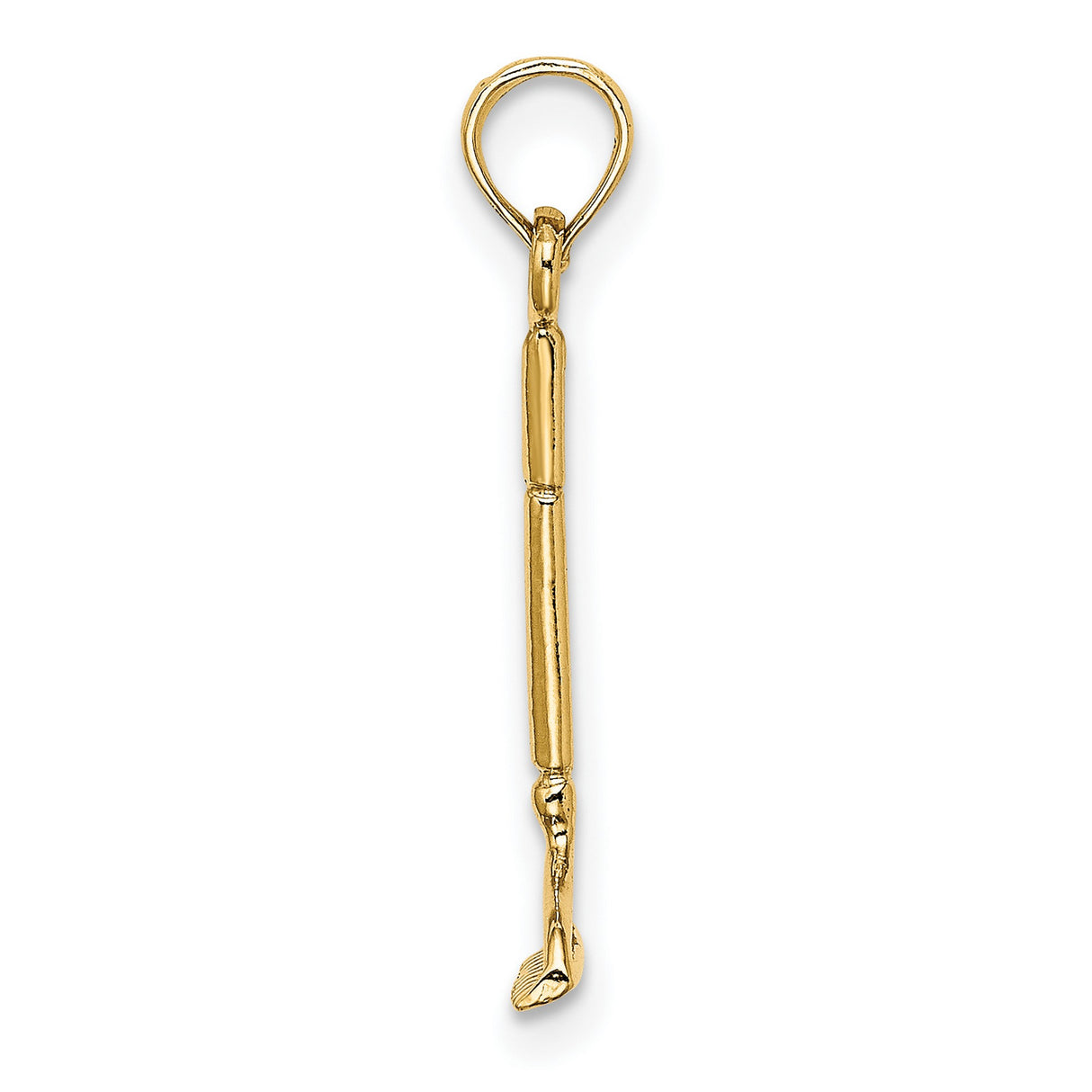 10k Yellow Gold Rake Pendant, Miniature Garden Tool Charm, Nature and Growth Theme
