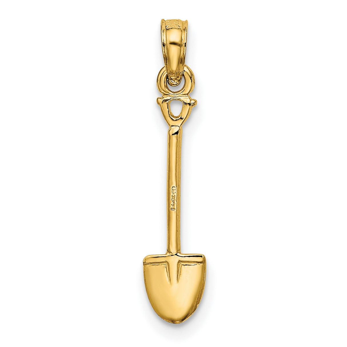10k Yellow Gold Shovel Pendant with Miniature Spade Design for Men or Women