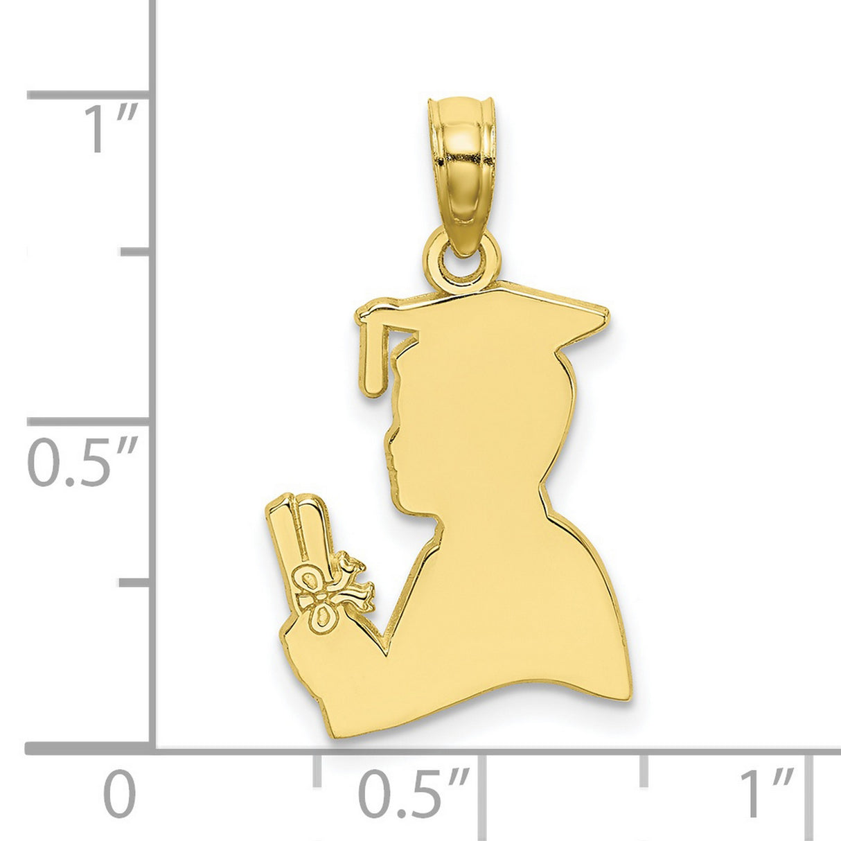 10k Yellow Gold Graduation Pendant with Graduate Silhouette and Diploma Ribbon