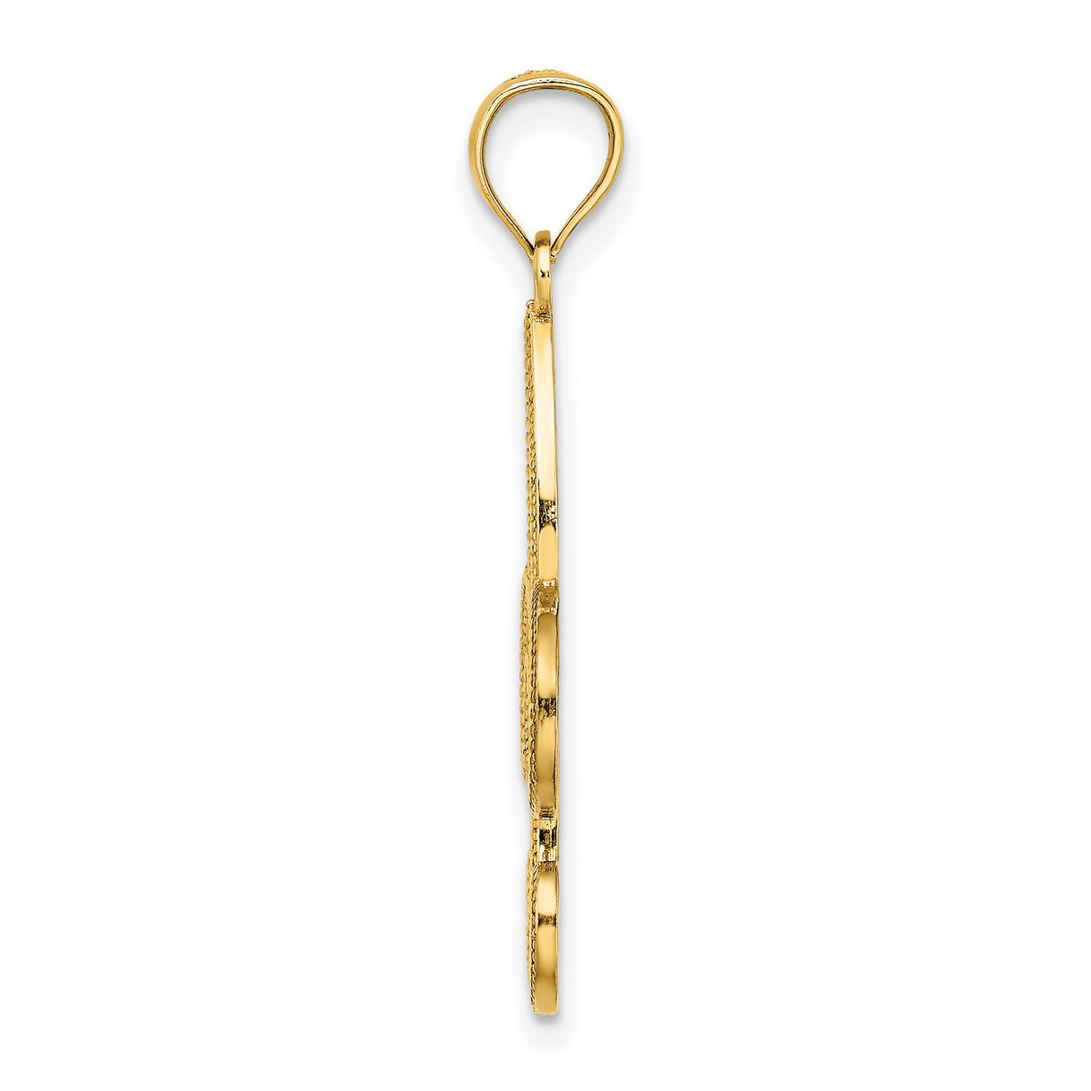 10k Yellow Gold Fleur-de-Lis Pendant with Beaded Detailing, Christian Symbol for Women