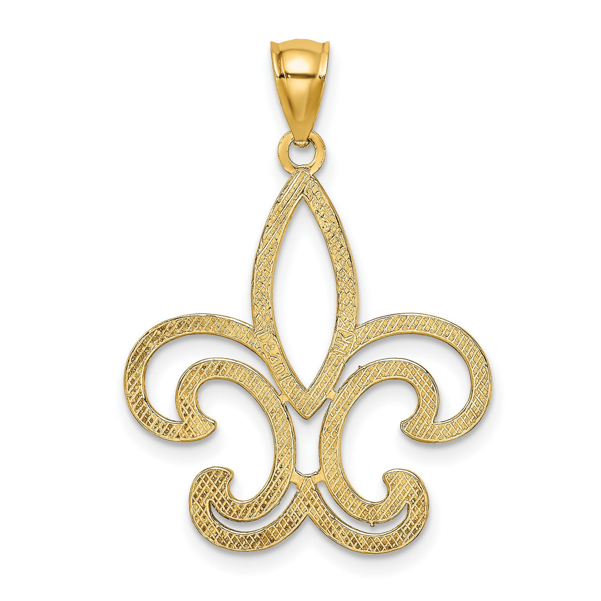 10k Yellow Gold Fleur-de-Lis Pendant with Beaded Detailing, Christian Symbol for Women
