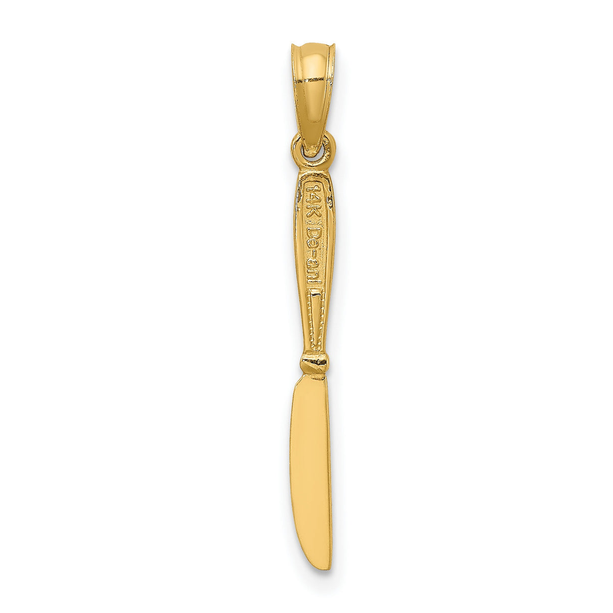 10k Yellow Gold Butter Knife Pendant with Detailed Handle, Vintage Culinary Charm