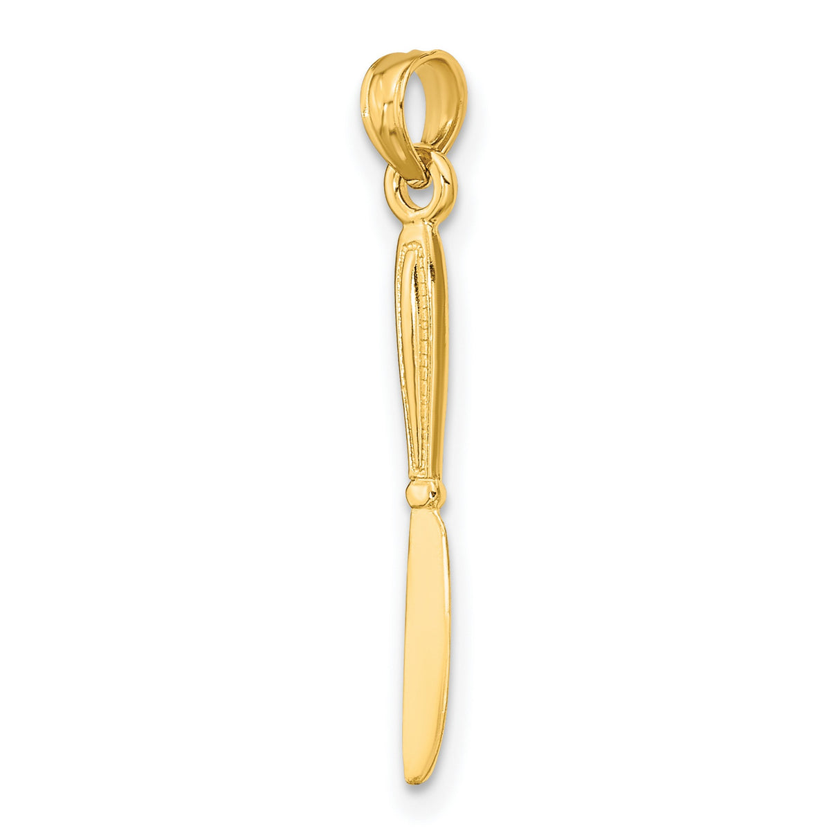 10k Yellow Gold Butter Knife Pendant with Detailed Handle, Vintage Culinary Charm