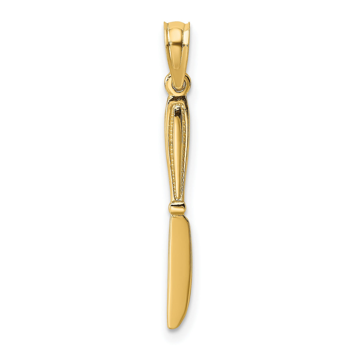 10k Yellow Gold Butter Knife Pendant with Detailed Handle, Vintage Culinary Charm