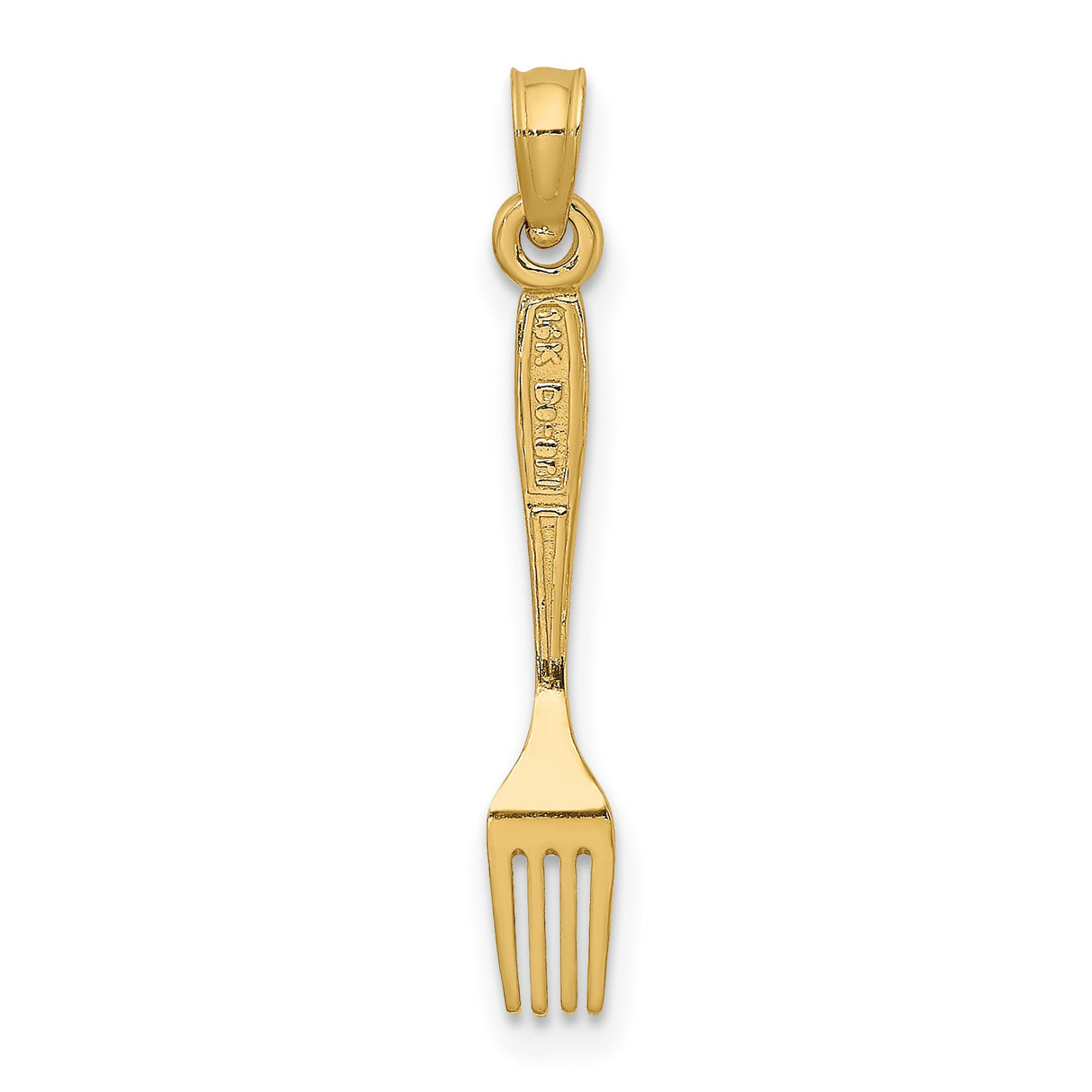 10k Yellow Gold Fork Pendant, Miniature Culinary Utensil Charm, Cooking Jewelry for Women or Unisex