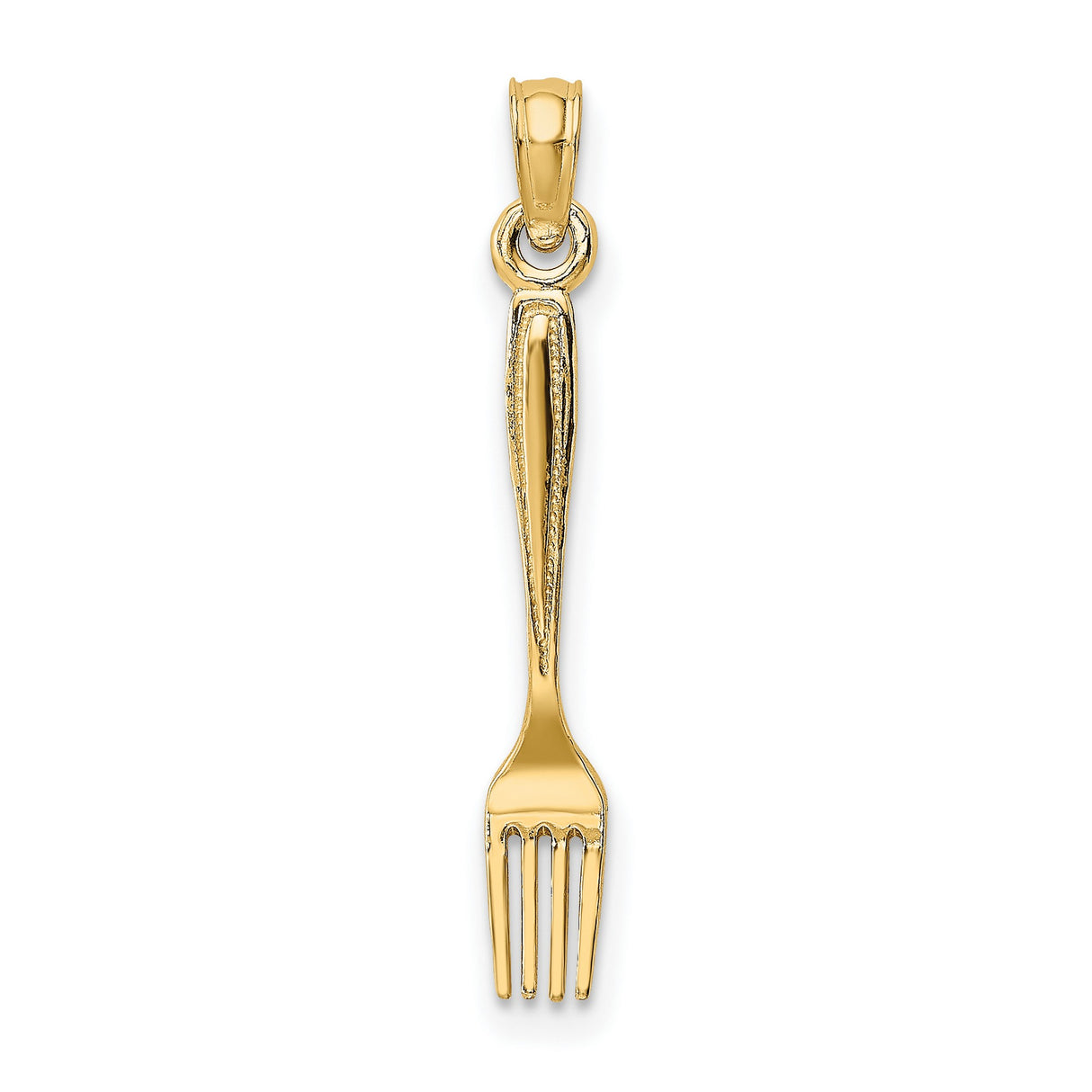 10k Yellow Gold Fork Pendant, Miniature Culinary Utensil Charm, Cooking Jewelry for Women or Unisex