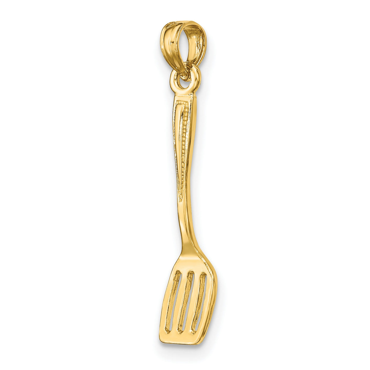 10k Yellow Gold Spatula Pendant, Miniature Cooking Utensil Charm for Women or Unisex Wear