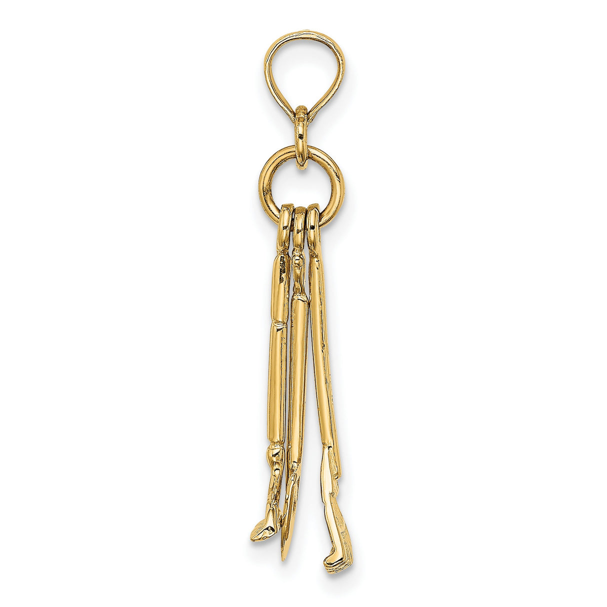 10k Yellow Gold Garden Tool Pendant with Rake, Shovel, and Broom, Nature Inspired Charm