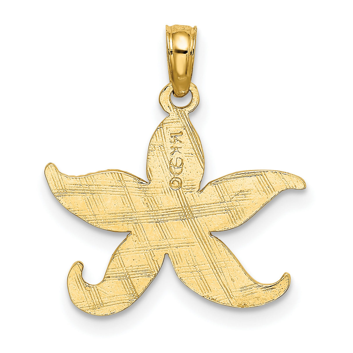 10k Yellow Gold Starfish Pendant with Textured Detailing, Nautical Ocean-Inspired Design