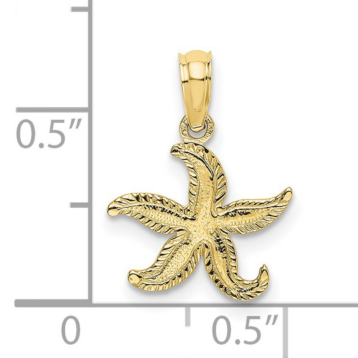 10k Yellow Gold Starfish Pendant, Textured Nautical Charm, Marine Life Jewelry for Women