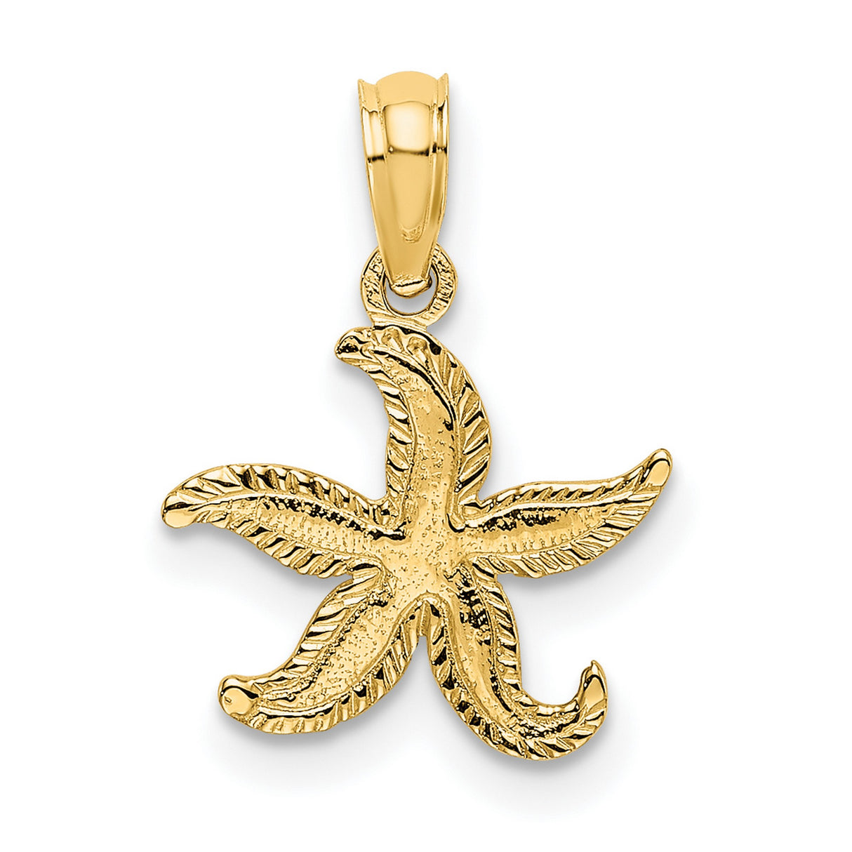 10k Yellow Gold Starfish Pendant, Textured Nautical Charm, Marine Life Jewelry for Women